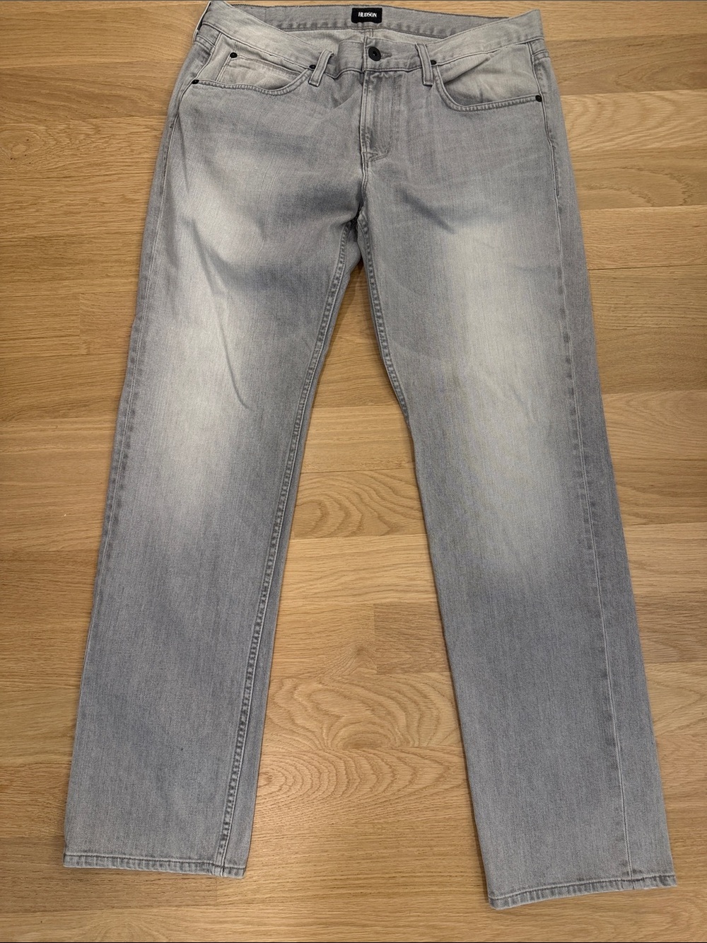 Men's Hudson Bryon Gray Jeans Straight Leg Zipper Fly Size 36/32